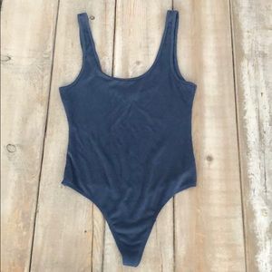 Boutique dusty blue ribbed body suit